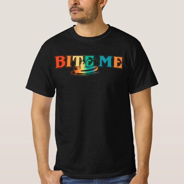 T-shirt Pêcheur Pêcheur Bite Me Drôle Poisson Pêcheur Chat (Devant)
