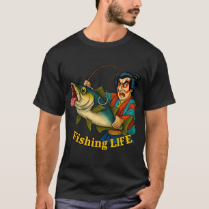 T-shirt Pêcheur samouraï contrôlant un poisson géant â€“ F