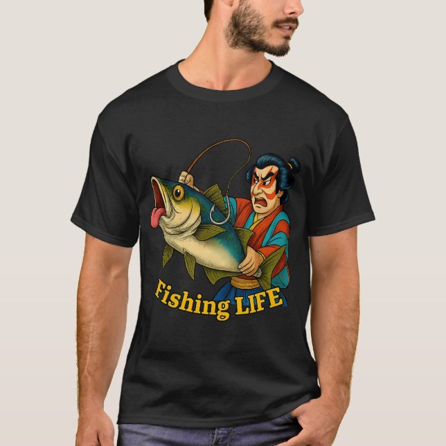 T-shirt Pêcheur samouraï contrôlant un poisson géant â€“ F (Devant)