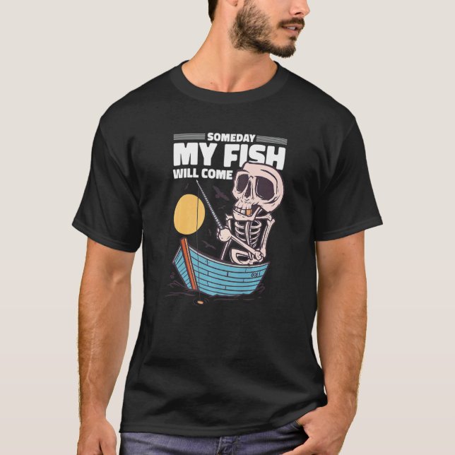T-shirt Pêcheur squelette drôle de pêche (Devant)