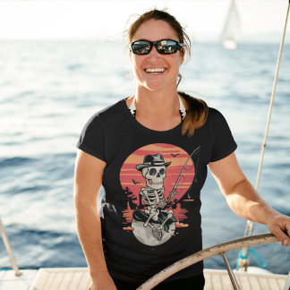 T-shirt Pêcheur squelette halloween