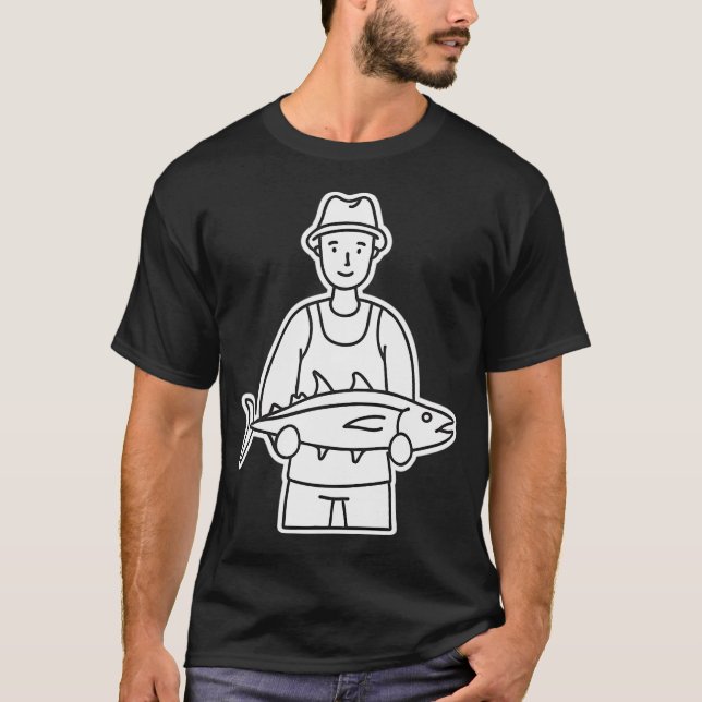 T-shirt Pêcheur tenant du thon frais (Devant)