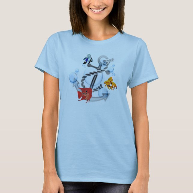 T-shirt Pêchez et ancrez le bébé de dames - la poupée (Devant)
