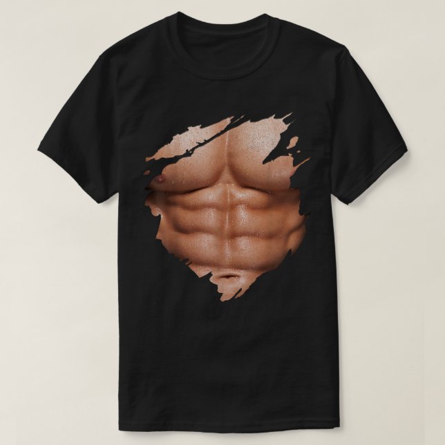 T-shirt Pectoraux Si Pack Abdominaux Muscles Bodybuilder (Design devant)