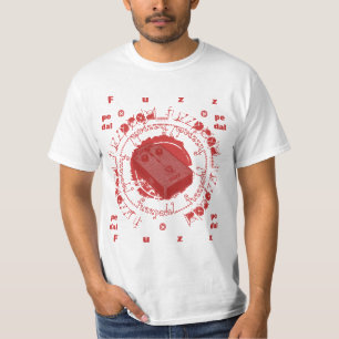 T-shirt Pédale de duvet de guitare, collage blanc rouge