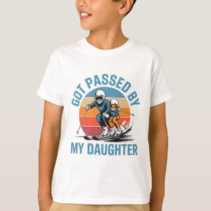 T-shirt Pédalé par ma fille, papa drôle de ski skieurs Amo