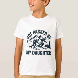 T-shirt Pédalé par ma fille Ski Papa drôle de ski Montagne