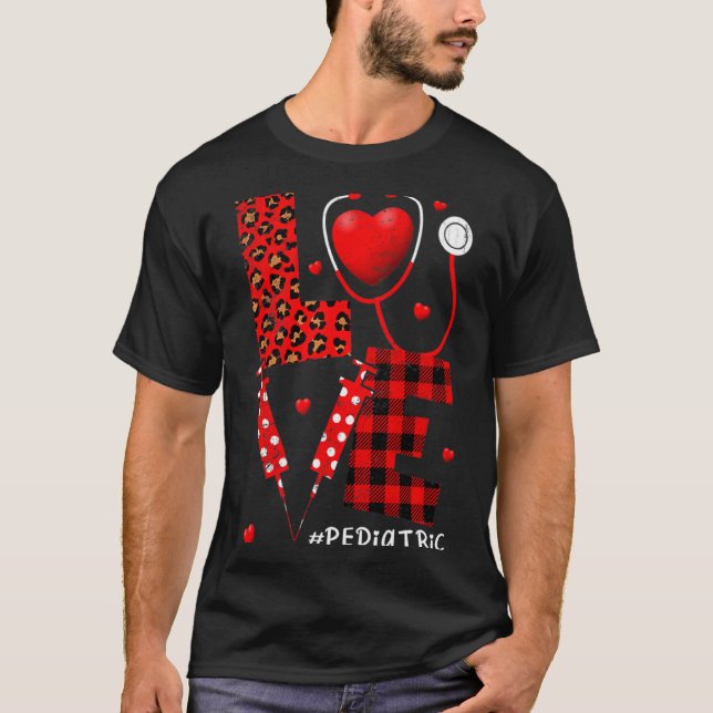 T-shirt Pediatric Peds Nurse Valentines Day Love Heart Ste (Devant)