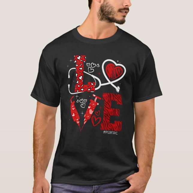 T-shirt Pédiatrie PEDS Nurse Valentines Day Love Heart Ste (Devant)