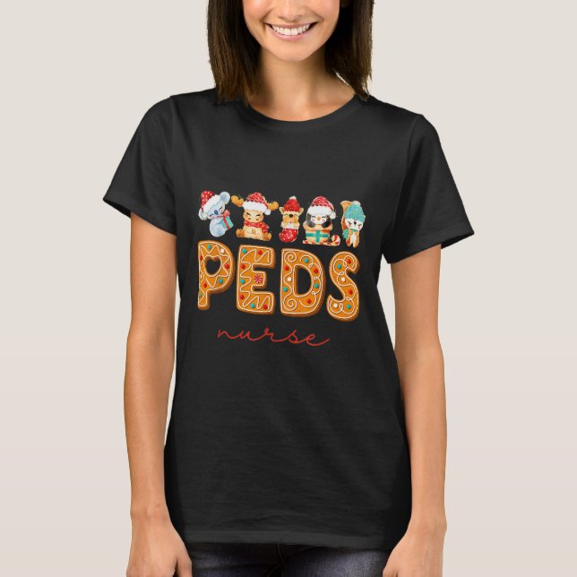 T-shirt Peds Nurse Gingerbread Christmas Pediatric Nurse H (Devant)