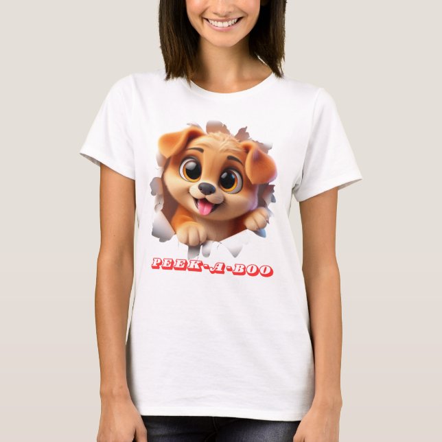 T-shirt Peek-A-Boo 3d Style design animal pour femmes (Devant)