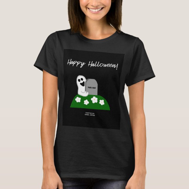T-shirt Peek A Boo Ghost Fems Black Basic T Shirt (Devant)
