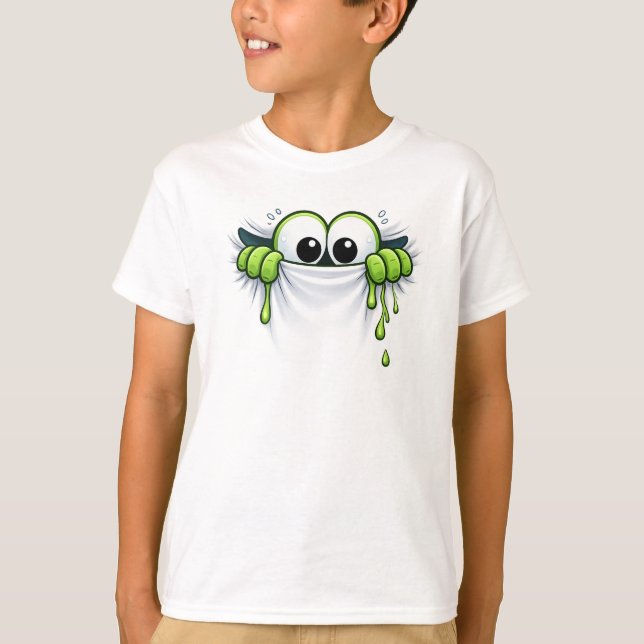 T-shirt Peek-a-Slime! Cute Goo Monster Peeking Design (Devant)