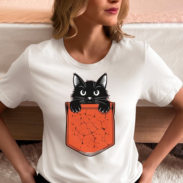 T-shirt Peekaboo Black Cat Pocket  (Créateur téléchargé)