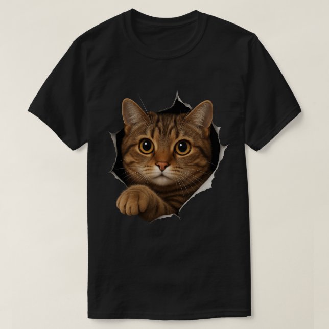 T-shirt Peekaboo Conception de chats - Jolie illusion 3D K (Design devant)