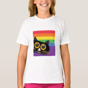 T-shirt Peeking Chat En Arc-En-Ciel