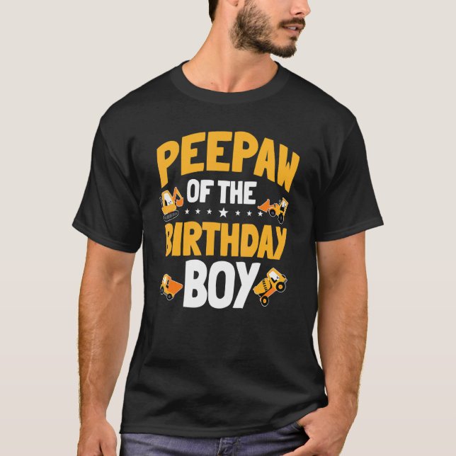 T-shirt Peepaw De L'Anniversaire Boy Construction Ouvrier  (Devant)