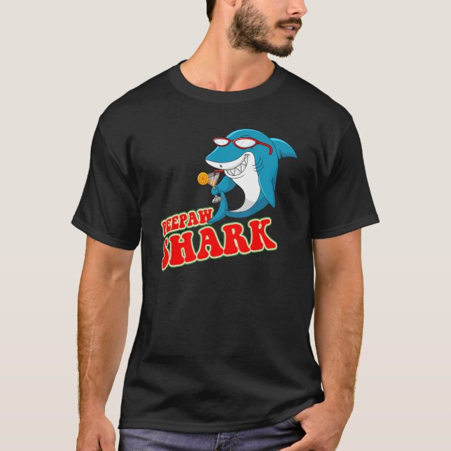 T-shirt Peepaw Shark Portant des lunettes de soleil Cool A (Devant)