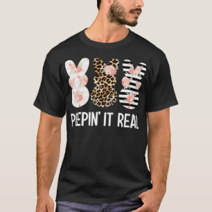T-shirt Peepin'It Real Cute Lapin Lapin Leopard Pâques 