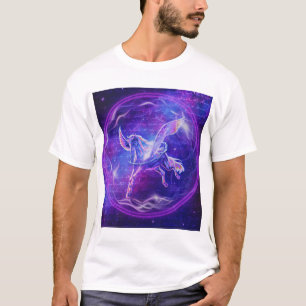 T-shirt Pégase Violet Cheval ailé néon Art Galactique