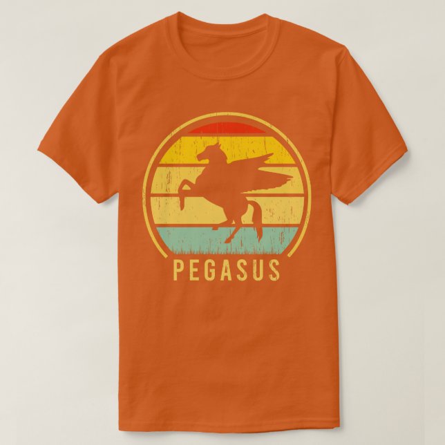 T-shirt Pegasus Horse badge de coucher de soleil rétro (Design devant)