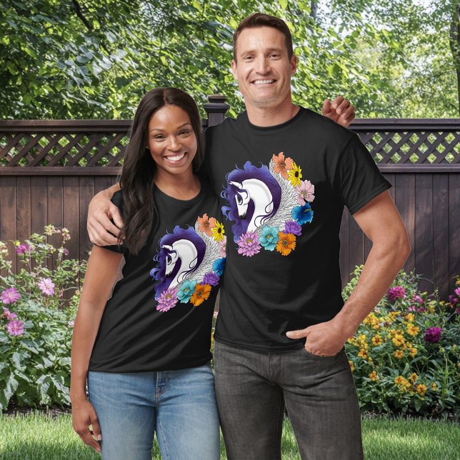 T-shirt Pegasus Noir Floral (Créateur téléchargé)