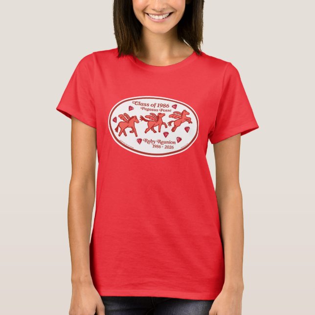 T-shirt Pegasus Posse Réunion Rubis (Devant)