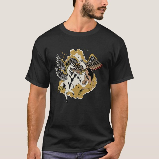 T-shirt Pegasus Vs Griffin Épopée Lutter Traditionnelle Ta (Devant)