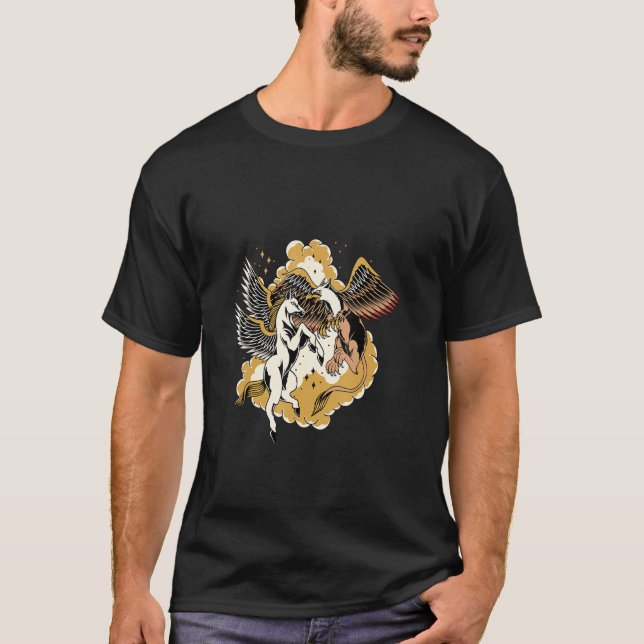 T-shirt Pegasus Vs Griffin Épopée Lutter Traditionnelle Ta (Devant)