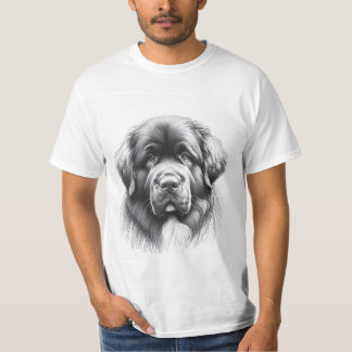 T-shirt Peigne de chien de Terre-Neuve Croquis doux de l'a