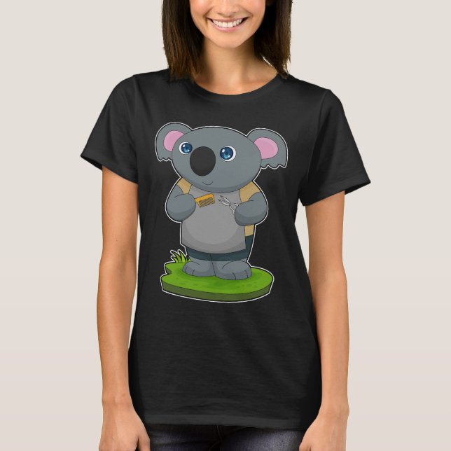T-shirt Peigne de ciseaux de coiffeur Koala (Devant)