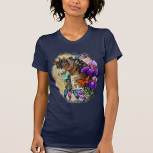 T-shirt Peindre Cheval Mustang avec Iris et papillons T-Sh