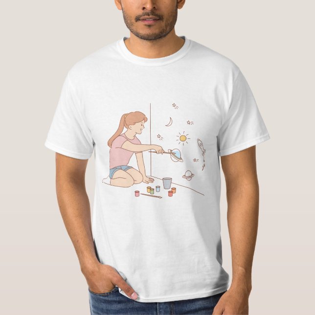 T-shirt "Peindre une jeune fille d'art" (Devant)