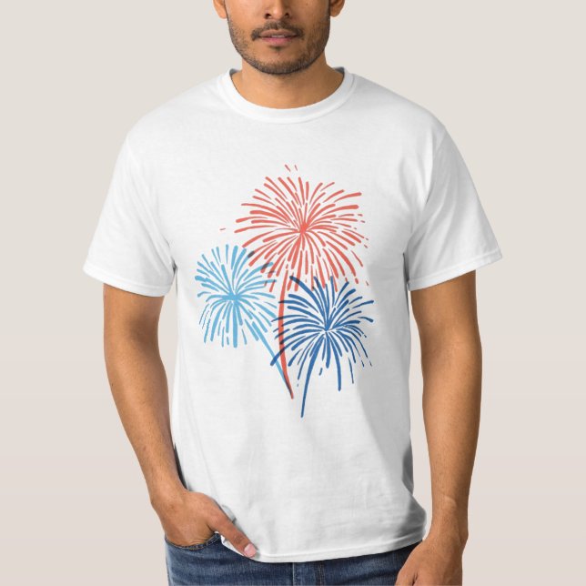 T-shirt Peint à la main 4 juillet feu d'artifice Tee (Devant)