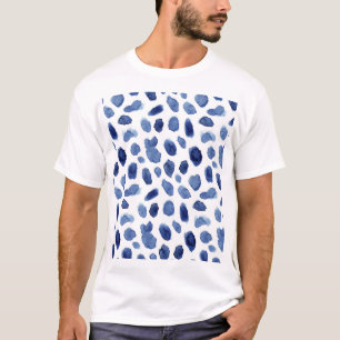 T-shirt Peint À La Main, Aquarelle Bleue Taches.