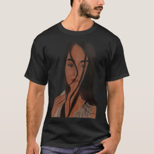 T-shirt peint à la main belle dame visage