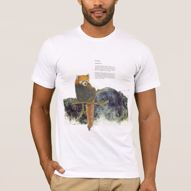 T-shirt Peint à la main en voie de disparition Panda rouge (Devant)