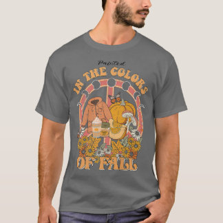 T-shirt Peint Dans Les Couleurs De L'Automne Citrouille Ép