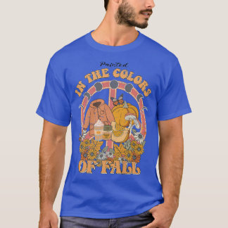 T-shirt Peint Dans Les Couleurs De L'Automne Citrouille Lo