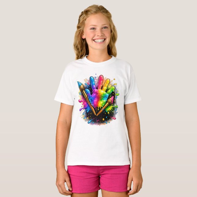 T-shirt Peintre Artiste Peinture Colorée (Devant entier)