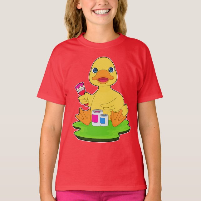 T-shirt Peintre de canard Peinture de pinceau Peinture (Devant)