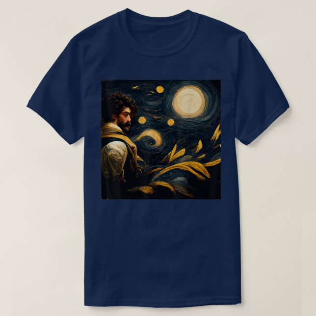 T-shirt Peintre de nuit Starry Art Moonlight (Design devant)