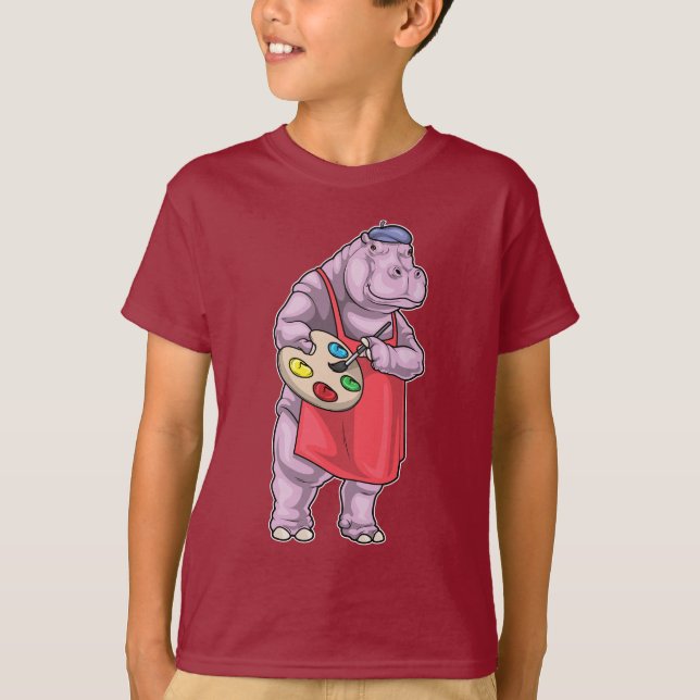 T-shirt Peintre Hippo Peinture pinceau Peinture (Devant)