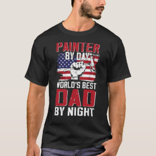 T-shirt Peintre Maison Décorateur Papa Peintre Drapeau Amé