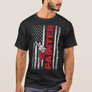 T-shirt Peintre Usa Drapeau Maison Décorateur Peinture W