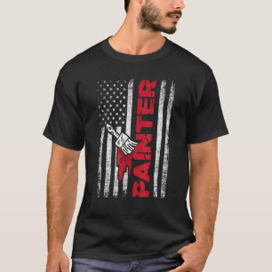 T-shirt Peintre Usa Drapeau Maison Décorateur Peinture W