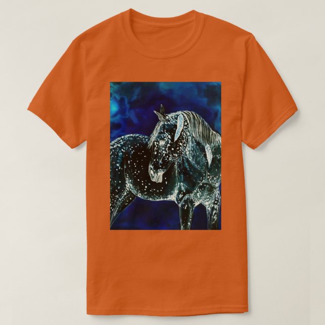 T-shirt Peinture à cheval bleu Imaginaire (Design devant)