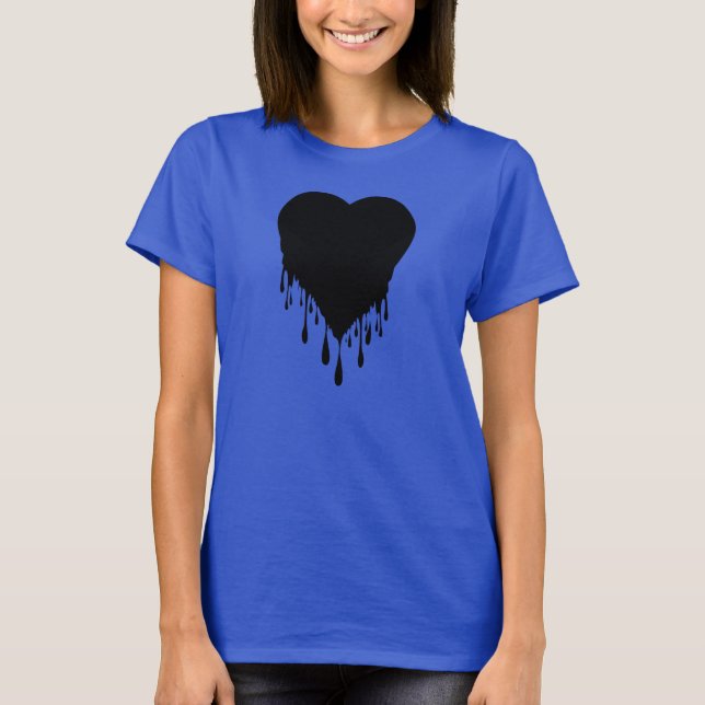 T-shirt Peinture à goutte du coeur noir (Devant)