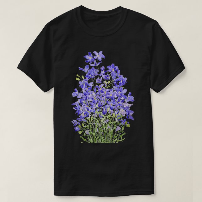 T-shirt peinture à l'aquarelle de fleurs sauvages violette (Design devant)