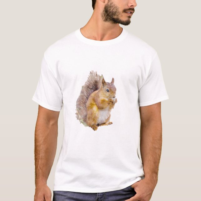 T-shirt Peinture à l'aquarelle d'écureuil rouge (Devant)